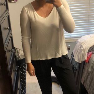 American eagle plain, white ribbed long sleeve